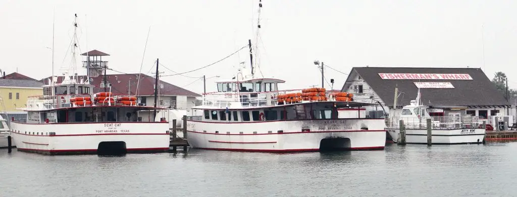 The 48-year-old Fisherman’s Wharf building, pictured on the Port Aransas waterfront on Tuesday, Feb. 26, is expected to be demolished and replaced with a new store that will bear the same name and continue running the Wharf Cat and Scat Cat vessels. The Jetty Boat will continue running under the ownership of Bobby Grumbles, Heffner Appling and Karen Sheppard. A restaurant will be built next-door. Staff photo by Dan Parker