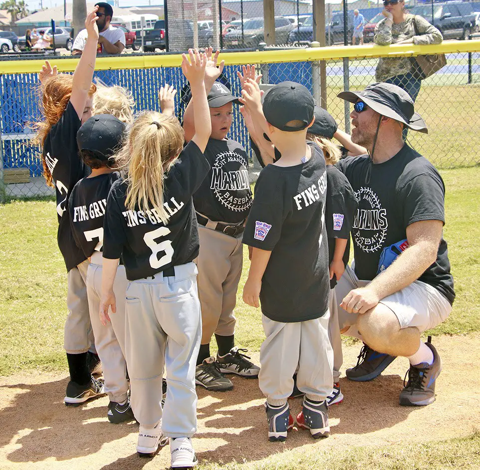 Top right: Black Marlin team members huddle up with a cheer. From right clockwise are Coach Broyles, Brett Broyles, Jeriah Scalf, Brielle Gips, Alejandro Jimenez, Quinley Shanklin, Hudson Shanklin, Kasen Reiter and Magnolia Collins.