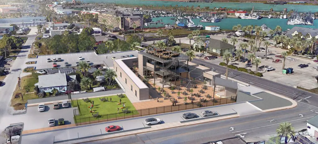 Developers recently released an artist’s rendering of what Sip Yard Port Aransas will look like once it’s constructed. The illustration is shown above. Illustration by Levy Dykema