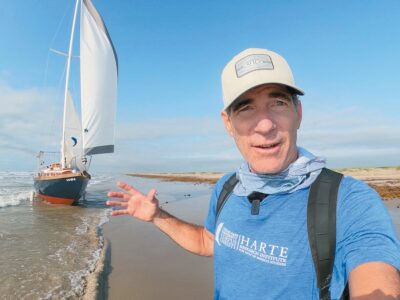 Abandoned sailboat washes up