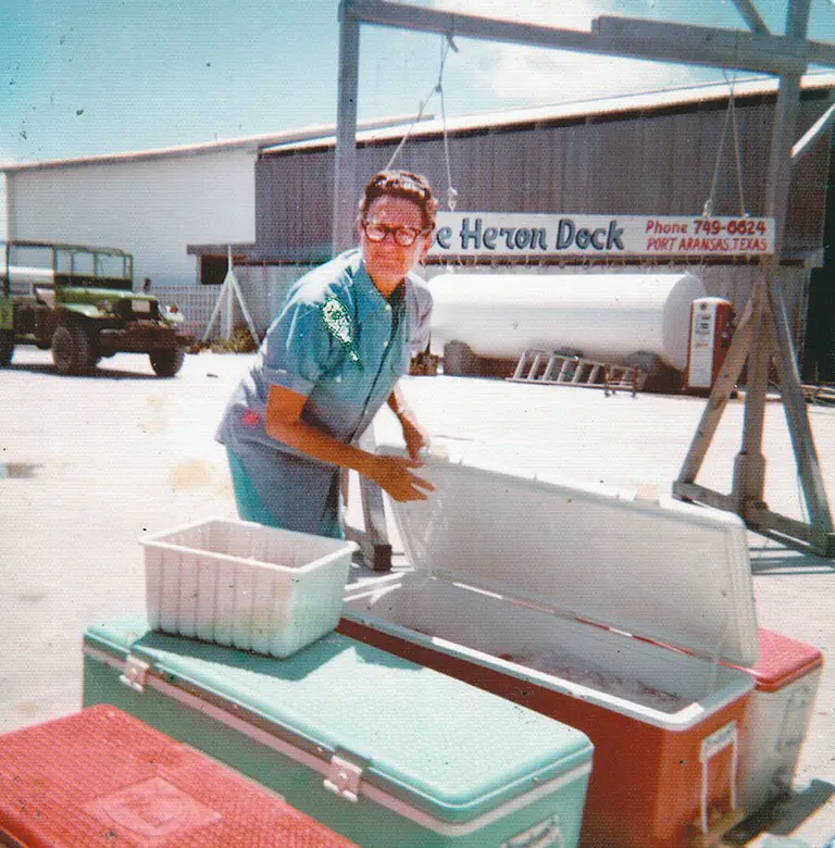 Leola Shanklin was a longtime figure in the Port Aransas fishing community. Shanklin works on the waterfront on a day in 1974. Courtesy photos